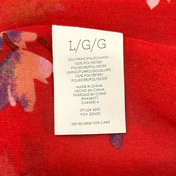 Sold~Cabi Devoted Blouse Red Floral Bell Sleeves Multi Color Layered Top, Size L - Picture 8 of 9